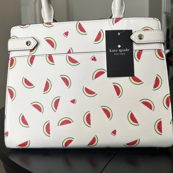 Kate Spade Staci Medium Top Zip Satchel Crossbody Watermelon Cream Multi - Picture 5 of 10